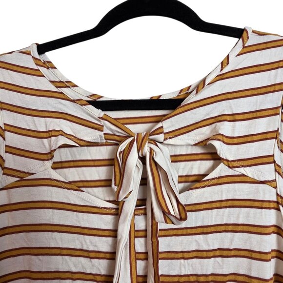 🔴 Green Envelope Tank Top Womens Large White Brown Striped Tie Back Sleeveless - Picture 4 of 15